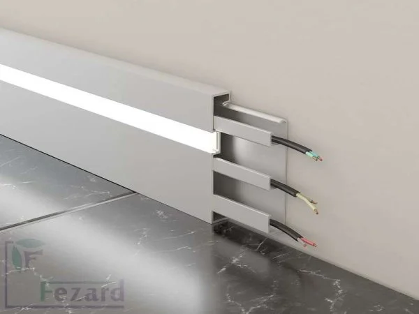 Алюминиевый плинтус Fezard Кабельный ALP-G80-LF Алюминий 80*15*2500 мм в Ижевске